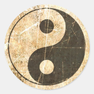 Gekrabd en versleten  Yin Yang Ronde Sticker