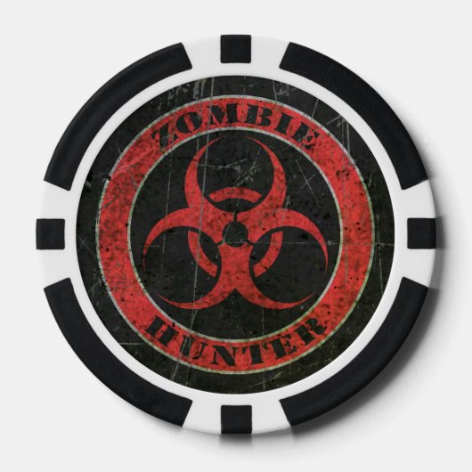 Gekrabd Rood en Zwart Bio Hazard Zombie Hunter Poker Chips (Voorkant)