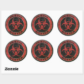 Gekrabd Rood en Zwart Bio Hazard Zombie Hunter Ronde Sticker (Vel)
