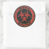Gekrabd Rood en Zwart Bio Hazard Zombie Hunter Ronde Sticker (Tas)