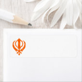 Gekrabd Sinaasappel Sikh Khanda Symbool Etiket (Insitu)