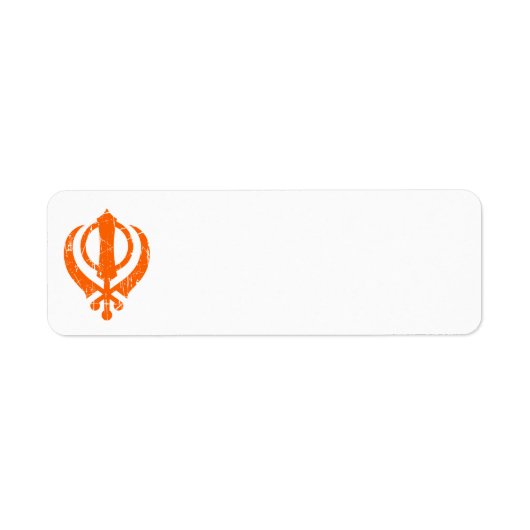 Gekrabd Sinaasappel Sikh Khanda Symbool Etiket (Voorkant)
