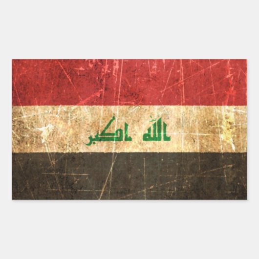 Gekrabde en versleten Iraakse vlag Rechthoekige Sticker (Voorkant)