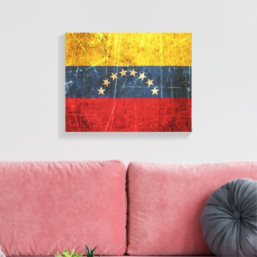 Gekrabde en versleten Venezolaanse vlag Canvas Afdruk (Insitu (Woonkamer))