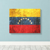 Gekrabde en versleten Venezolaanse vlag Canvas Afdruk (Insitu (Houten vloer))