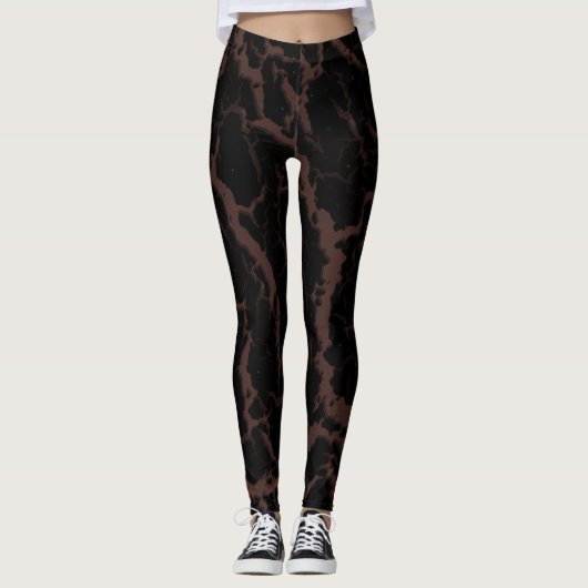 Gekrackeerde ruimteave - bruin leggings (Voorkant)