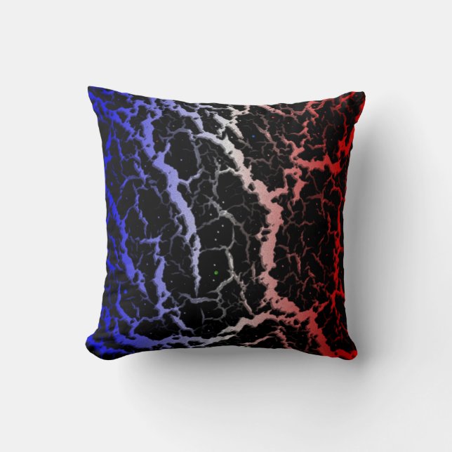 Gekrackeerde ruimteveer - Blauw/wit/rood Kussen (Voorkant)