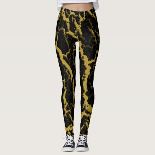 Gekrackeerde ruimteveer - Goud Leggings (Voorkant)