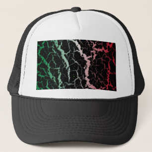 Gekrackeerde ruimteveer - groen/wit/rood trucker pet