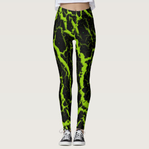 Gekrackeerde ruimteveer - Limoen Leggings