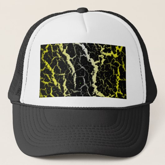 Gekrackeerde ruimteveer - wit/geel trucker pet (Voorkant)