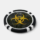 Gekrast en versleten geel biohazard symbool poker chips (Enkel)