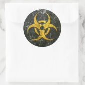 Gekrast en versleten geel biohazard symbool ronde sticker (Tas)