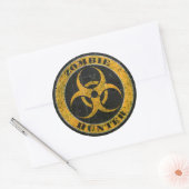 Gekrast Geel Bio Hazard Zombie Hunter Ronde Sticker (Envelop)