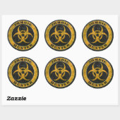 Gekrast Geel Bio Hazard Zombie Hunter Ronde Sticker (Vel)