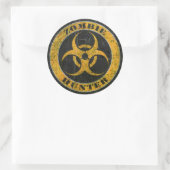 Gekrast Geel Bio Hazard Zombie Hunter Ronde Sticker (Tas)