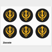 Gekrast geel Sikh Khanda symbool op zwart Ronde Sticker (Vel)