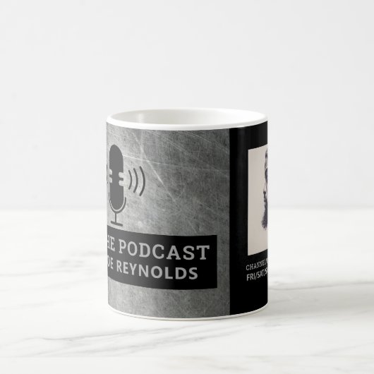 Gekrast Metaaleffect, Podcaster, Podcast-advertent Koffiemok (Center)