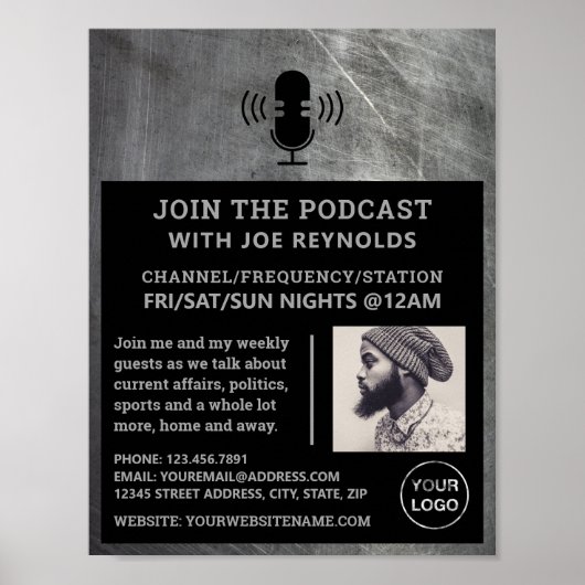 Gekrast Metaaleffect, Podcaster, Podcast-advertent Poster (Voorkant)