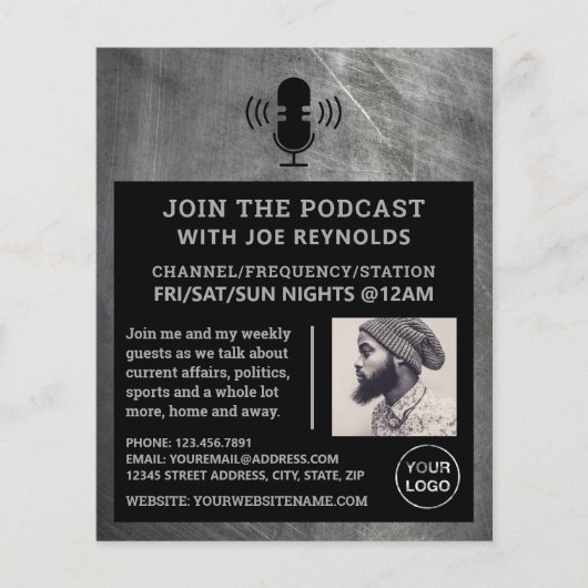 Gekrast Metaaleffect, Podcaster, Podcast Flyer (Voorkant)