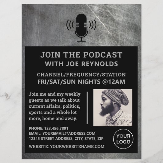 Gekrast Metaaleffect, Podcaster, Podcast Flyer (Voorkant)