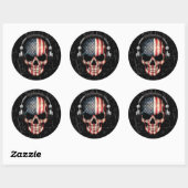 Gekraste Amerikaanse DJ Skull met Hoofdtelefoon Ronde Sticker (Vel)