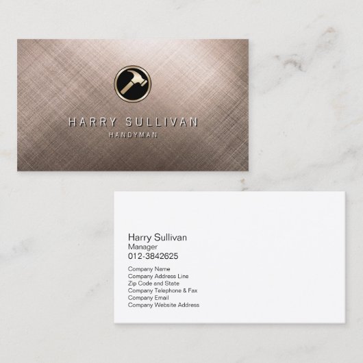 Gekraste Metalen Hamer Icon Handyman Visitekaartje (Voorkant / Achterkant)