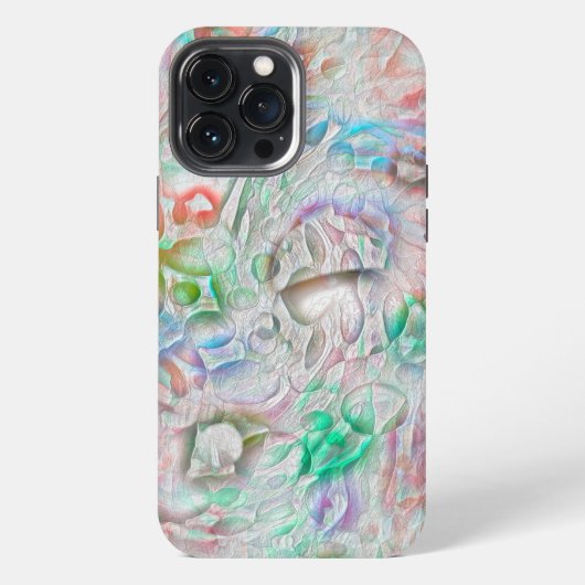 Gekraste pixels in gekleurde textuur over witachti iPhone hoesje (Achterkant)