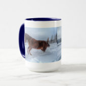 Gekrenkte orrel-paarden die opgroeien in wintersne mok (Voorkant links)