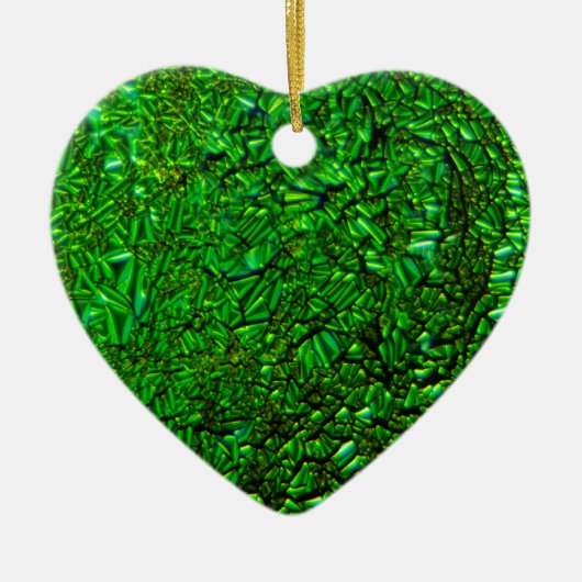 Gekreukeld groen gesmolten glas keramisch ornament (Voorkant)