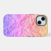 Gekreukeld regenboogpapier iPhone 15 case (Achterkant horizontaal)