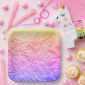 Gekreukeld regenboogpapier papieren bordje (Feest)