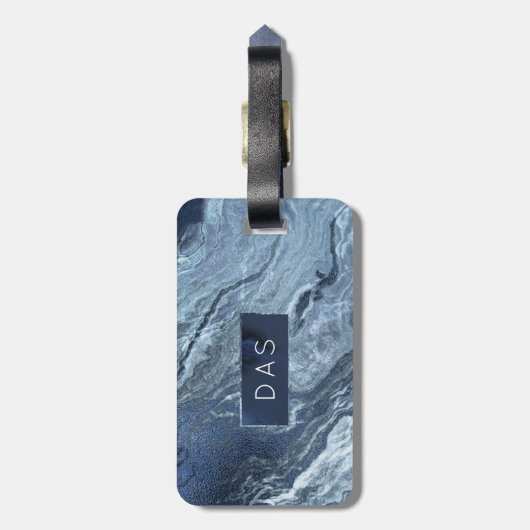 Gekristalliseerde blauwe agaat | Stoffige leisteen Bagagelabel (Achterkant verticaal)