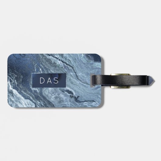 Gekristalliseerde blauwe agaat | Stoffige leisteen Bagagelabel (Achterkant horizontaal)