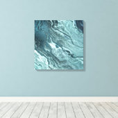 Gekristalliseerde Blauwgroen agaat | Donkere Aqua  Canvas Afdruk (Insitu (Houten vloer))
