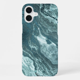 Gekristalliseerde Blauwgroen agaat Donkere Aqua iPhone 16 Plus Hoesje