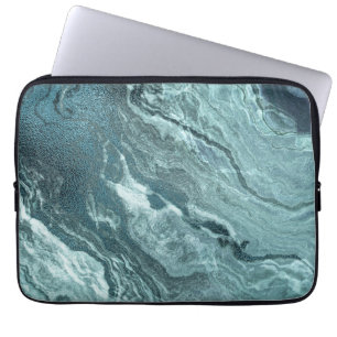 Gekristalliseerde Blauwgroen agaat   Donkere Aqua  Laptop Sleeve