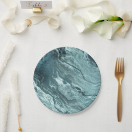 Gekristalliseerde Blauwgroen agaat | Donkere Aqua  Papieren Bordje