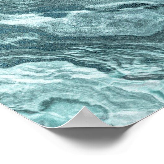 Gekristalliseerde Blauwgroen agaat | Donkere Aqua Poster (Hoek)