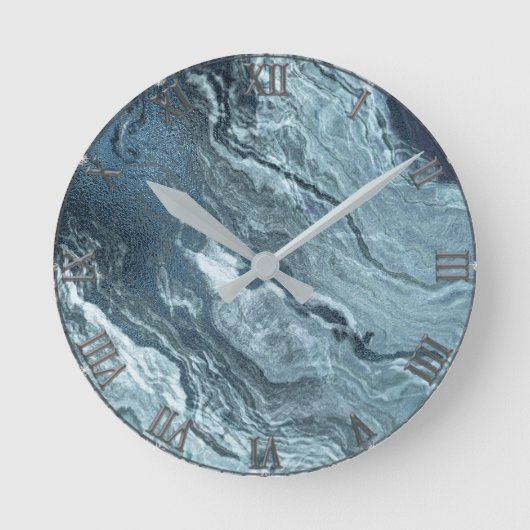 Gekristalliseerde Blauwgroen agaat | Donkere Aqua  Ronde Klok (Voorkant)