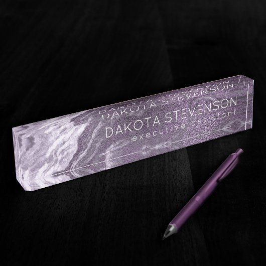 Gekristalliseerde Paarse agaat | Moody gemarmerde  Naambordje