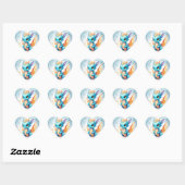 Gekristalliseerde schattige baby blauwe draak hart sticker (Vel)