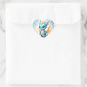 Gekristalliseerde schattige baby blauwe draak hart sticker (Tas)