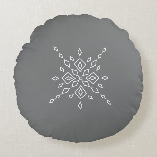 Gekristalliseerde Sneeuwvlok Rond Kussen (Voorkant)