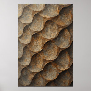 Gekromd Mozaïek Tegel Patroon: Aardse Geometrie Poster