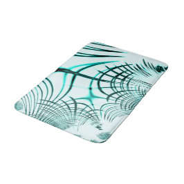 Gekromde cyaanwaterkromde lijnen op lichtachtergro badmat