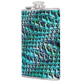 Gekromde en golvende jute zak mazen, groenachtig c heupfles