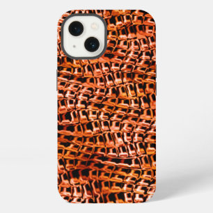 Gekromde en golvende koraal jute mesh, rood en ora iPhone 13 hoesje