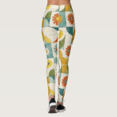 Gekromde lijnen, cirkels, gestileerd bloempatroon leggings (Achterkant)