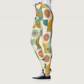 Gekromde lijnen, cirkels, gestileerd bloempatroon leggings (Links)